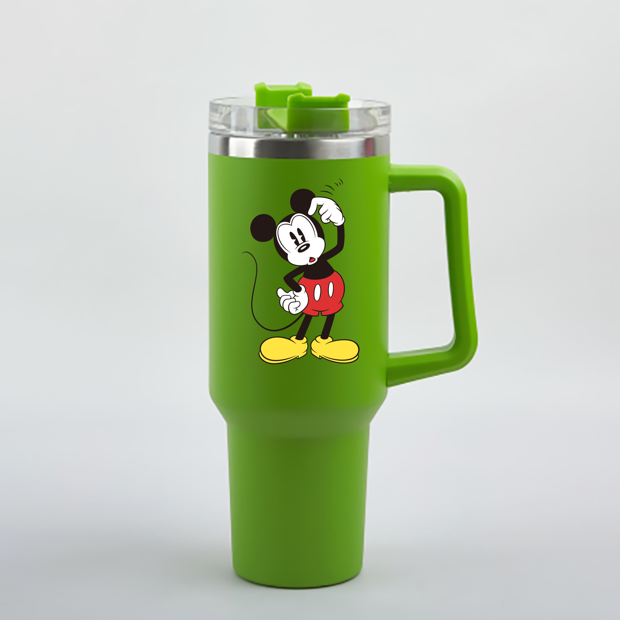 ミッキーマウス Mickey Mouse 1200mL車用タンブラー - クリスタルステッカー（プラスチックストロー付き）
